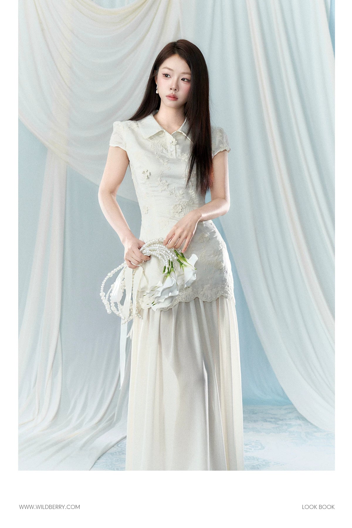 Wildberry Splicing Waist Embroidery Dress