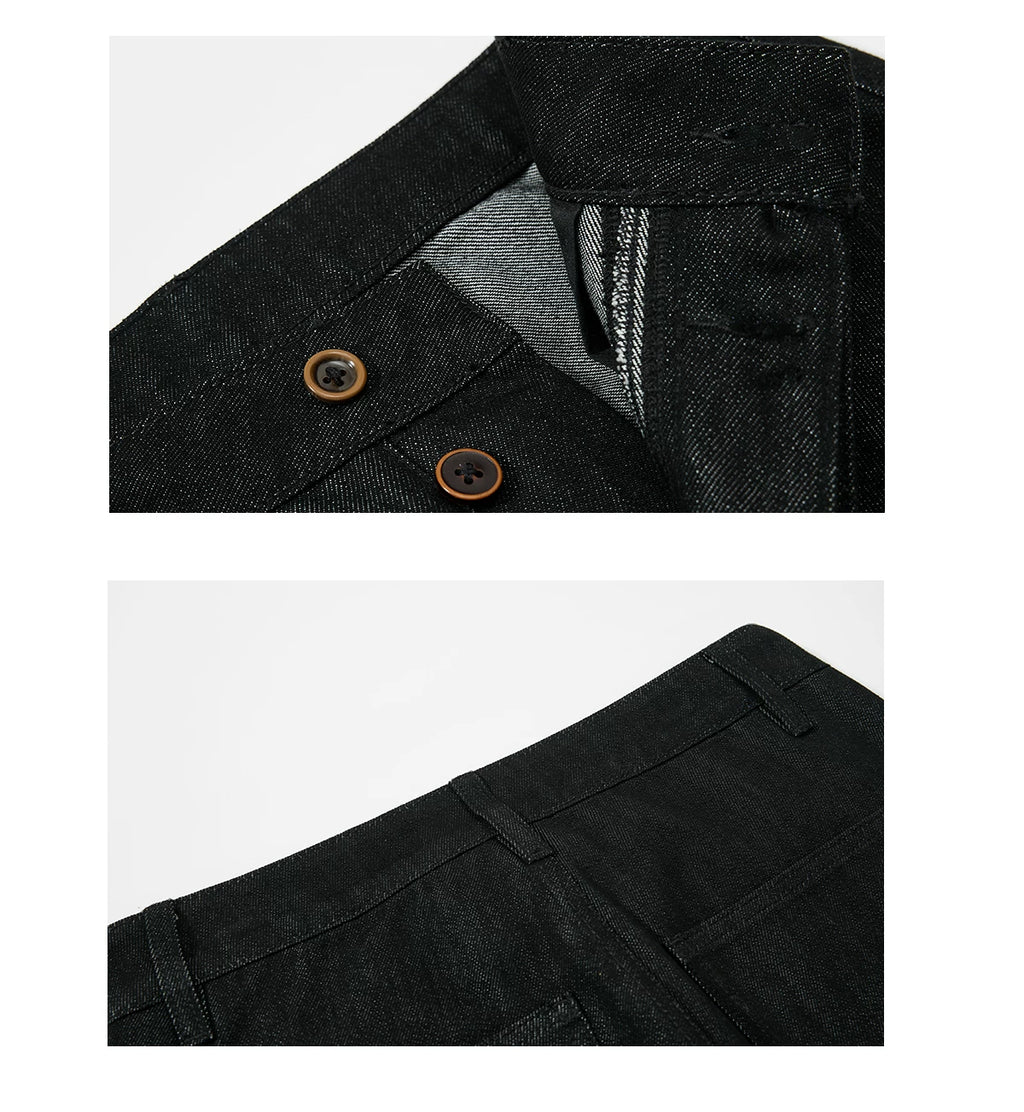 Sameuoo Asymmetrical Breasted Denim Straight-leg Pants