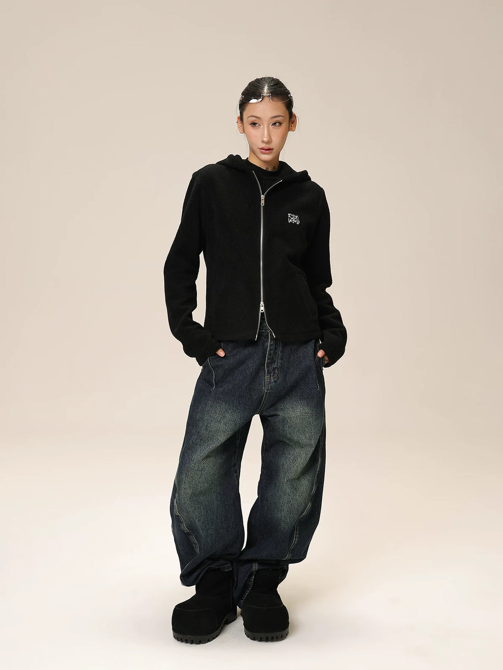 AceStudios Cat Ears Short Hooded Sweater Jacket