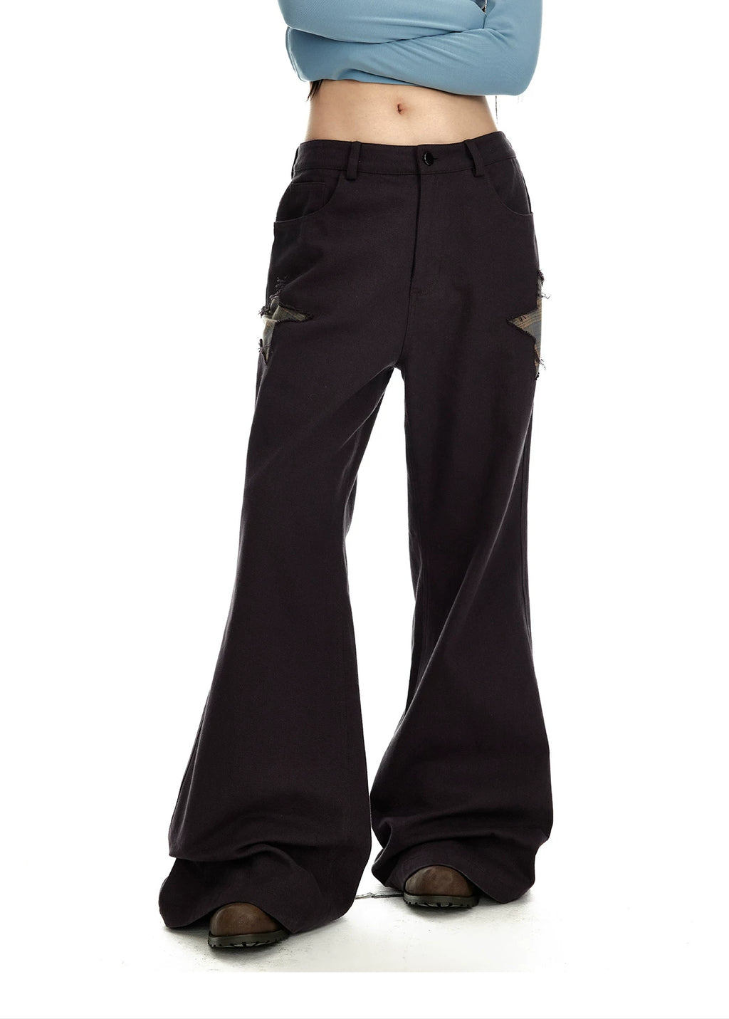 Jikoo Vintage Star Collage Loose Straight Wide Leg Pants