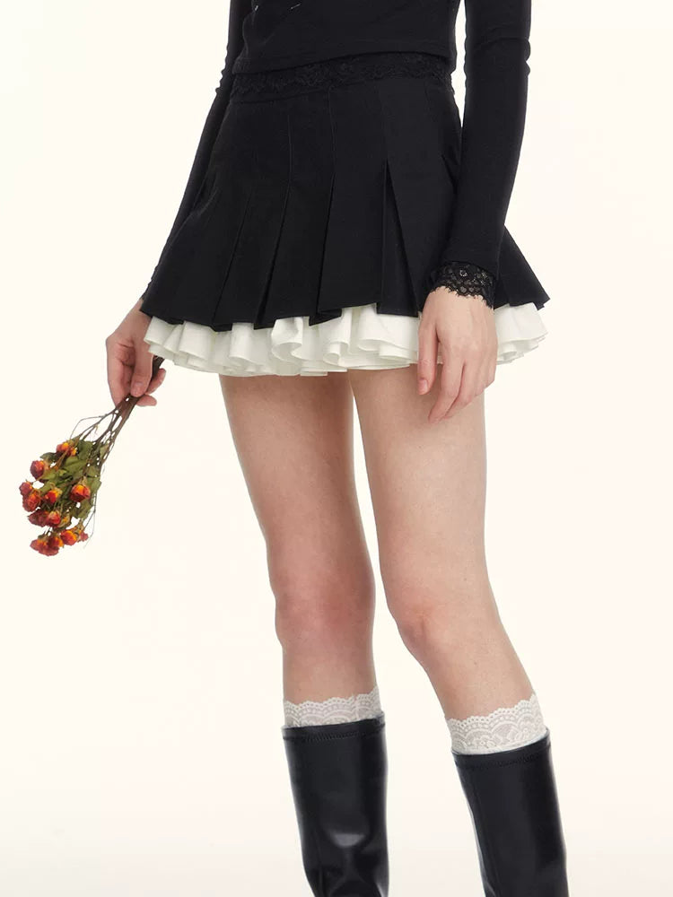 SUREENOUGH Vintage Fake Two-piece Versatile Skirt