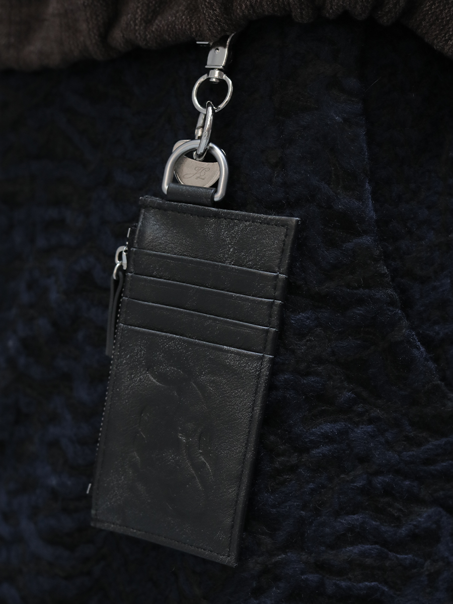 JCAESAR Iris Flower Old Embroidery Card Bag
