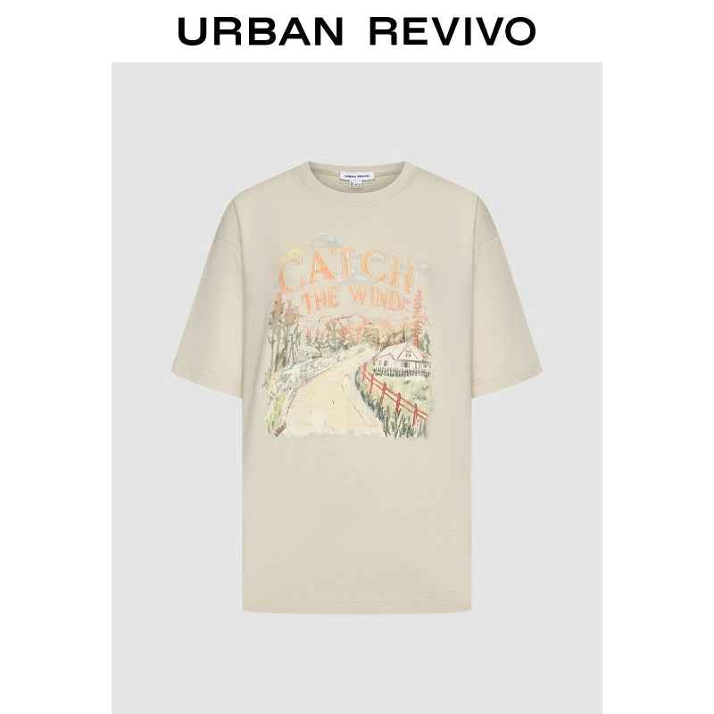 URBAN REVIVO Luli Retro Printed Crew Neck Tee