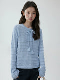 VOOE Strap-on Crew Neck Hollow Pullover Sweater