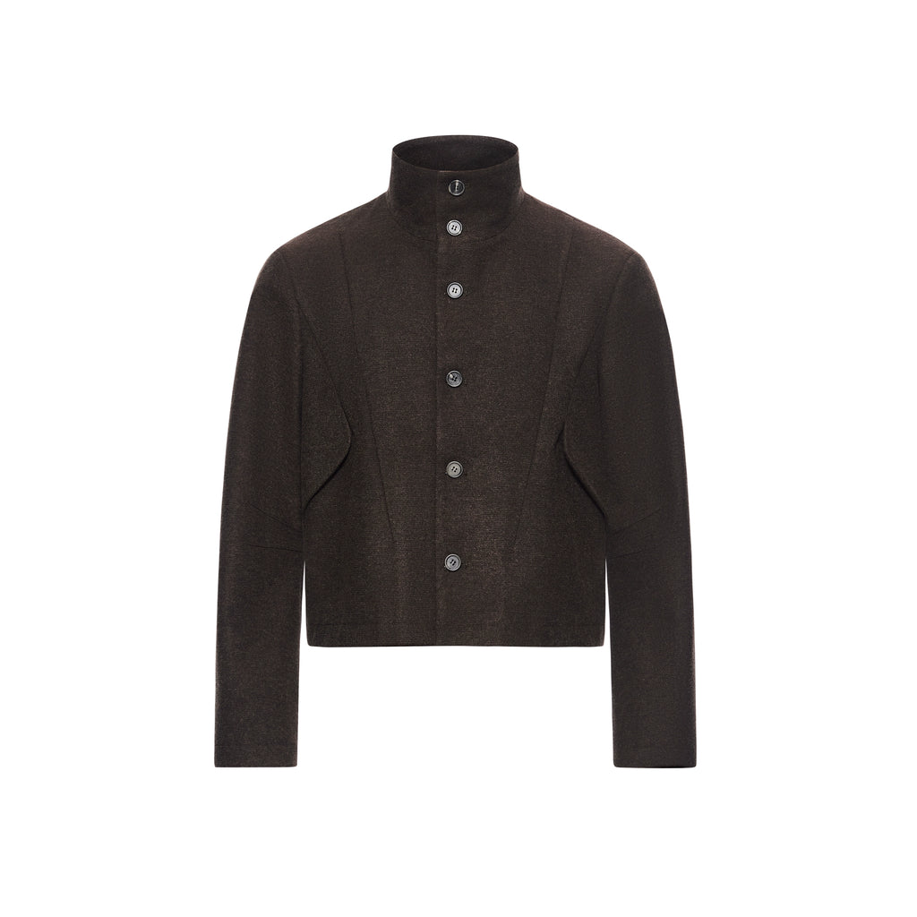 SOUTHFISH Vintage Stand-up Collar Tweed Short Jacket