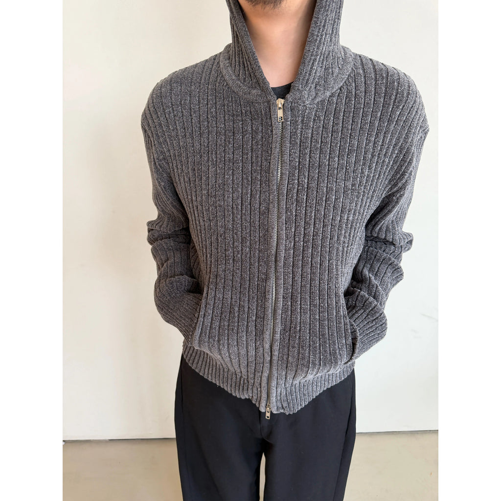 Anniehall Shoulder Blend Double Zip Hooded Knitted Sweater