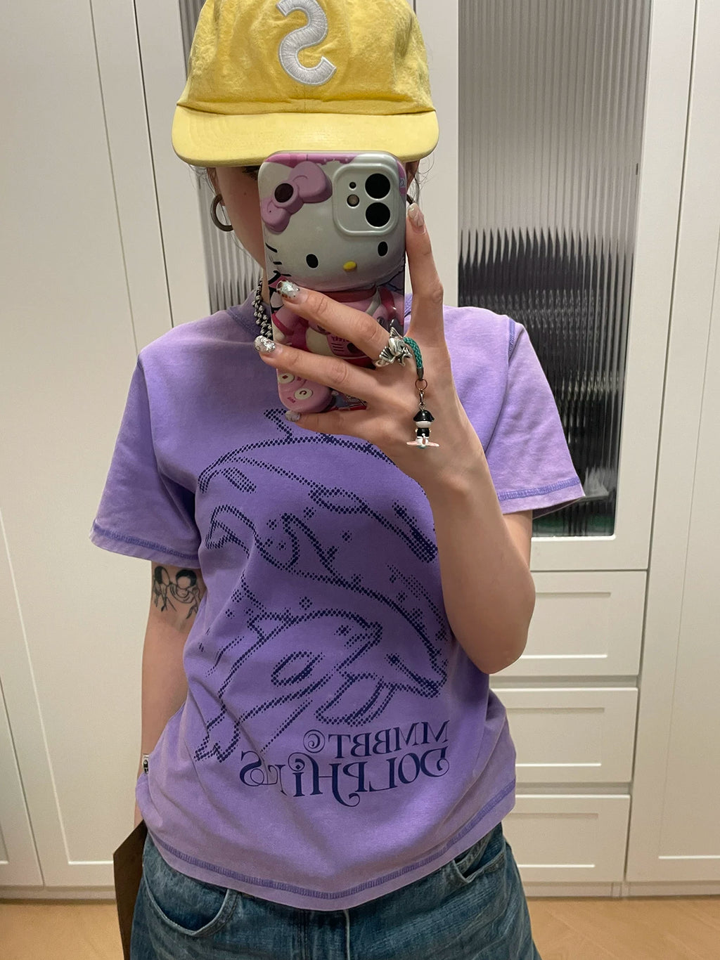 MMBBT Cartoon Dolphin Print Round Neck Tee
