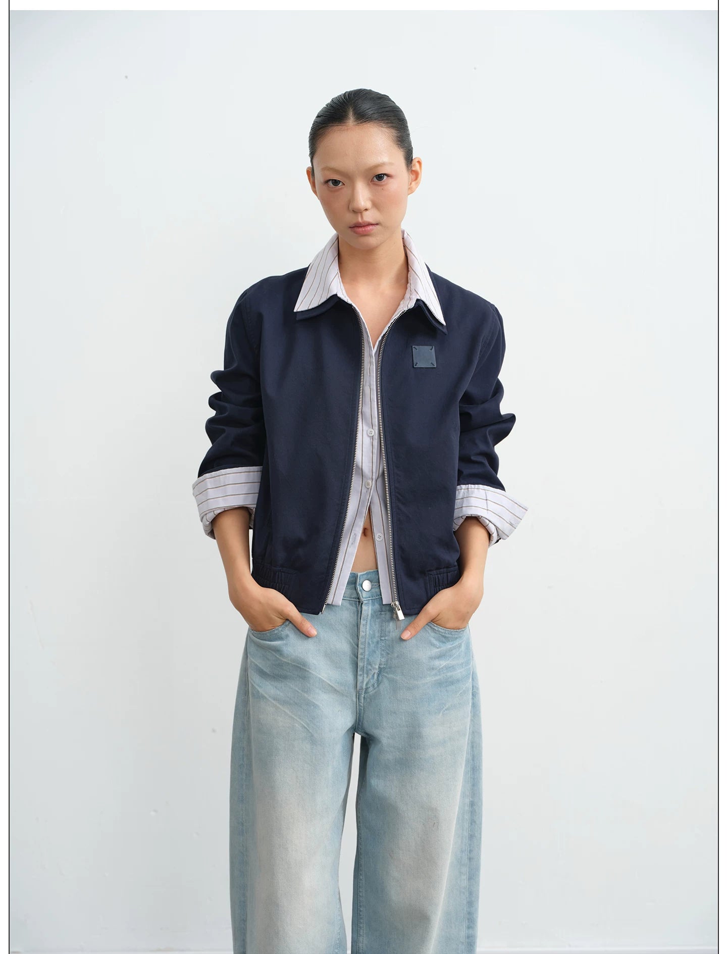 LINY LIBERTY Fake Two-piece Lapel Loose Short Coat