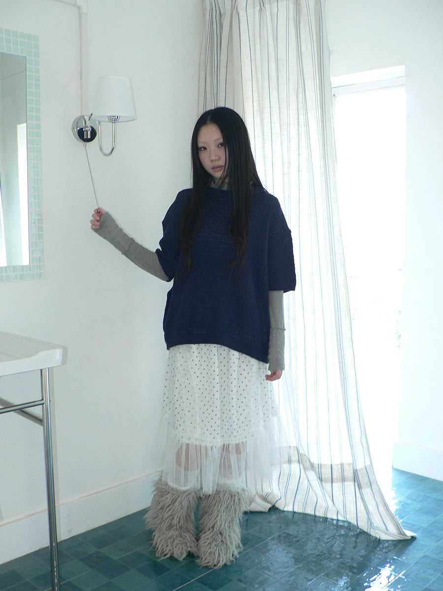 Ang: Project Pleated Mesh Polka Dot Stacked Skirt