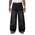 Inflation Loose Old Washed Rough Edge Stitching Jeans