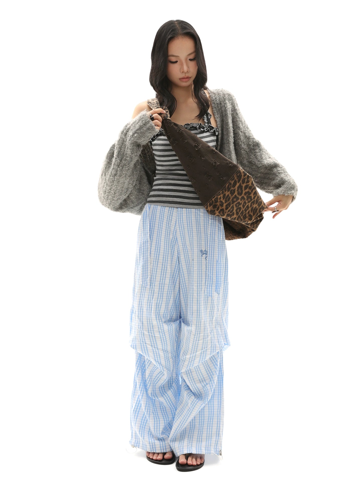 JANDRESS Leopard Print Splicing Large-capacity Messenger Bag