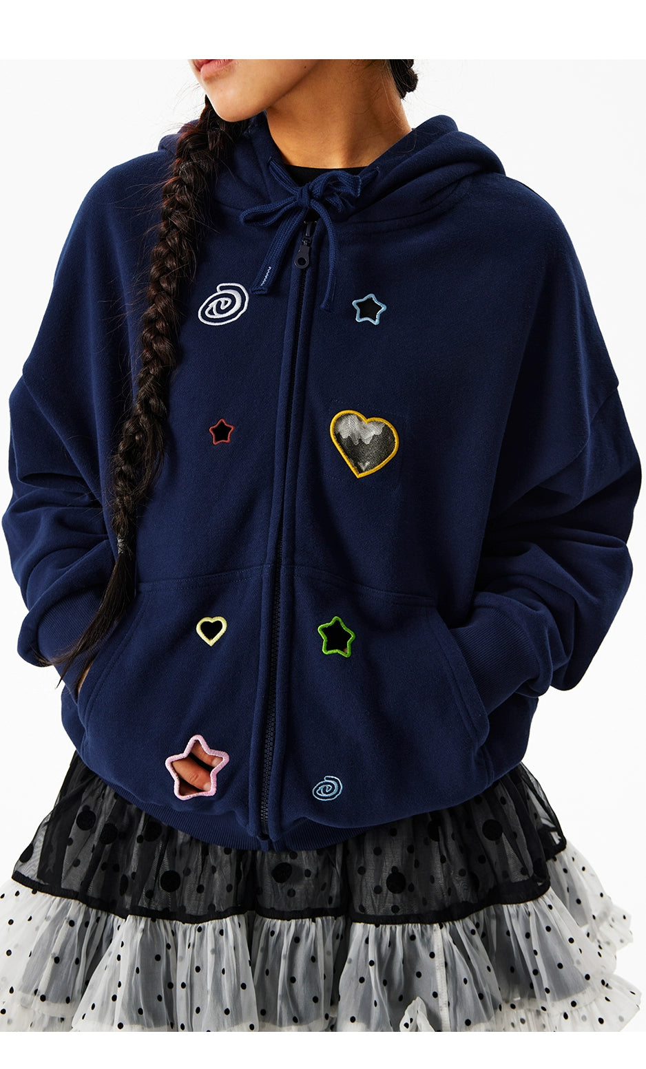CryingCenter Colored Stars Love Hollow Patch Sweater Jacket