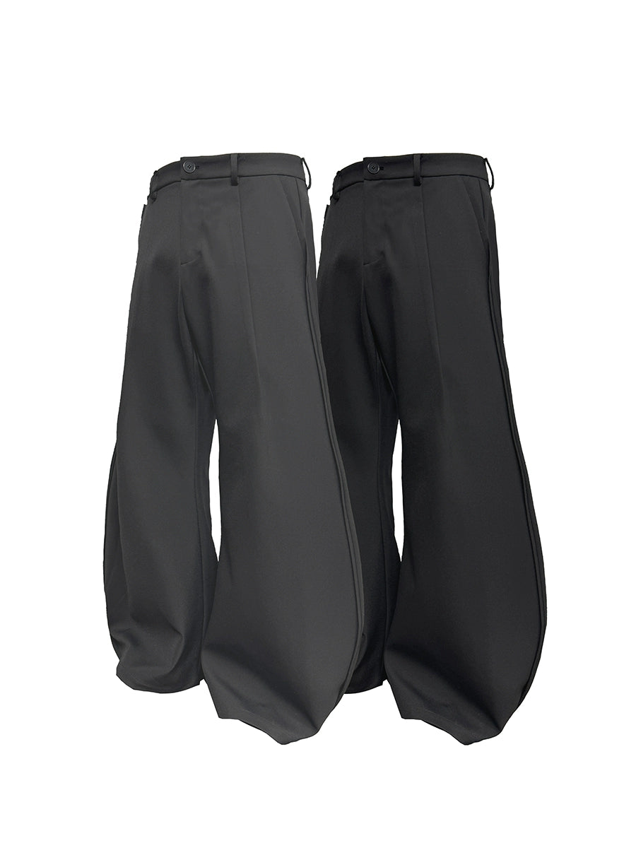 JCAESAR Three-dimensional Cut Wide-leg Two-tone Trousers