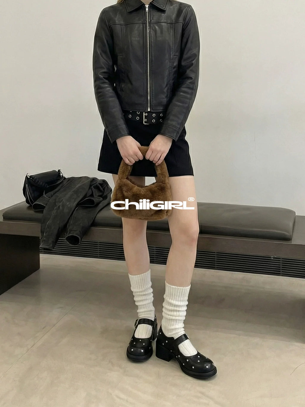 CHILIGIRL Retro One-word Buckle Strap Thick Heel Platform Shoes