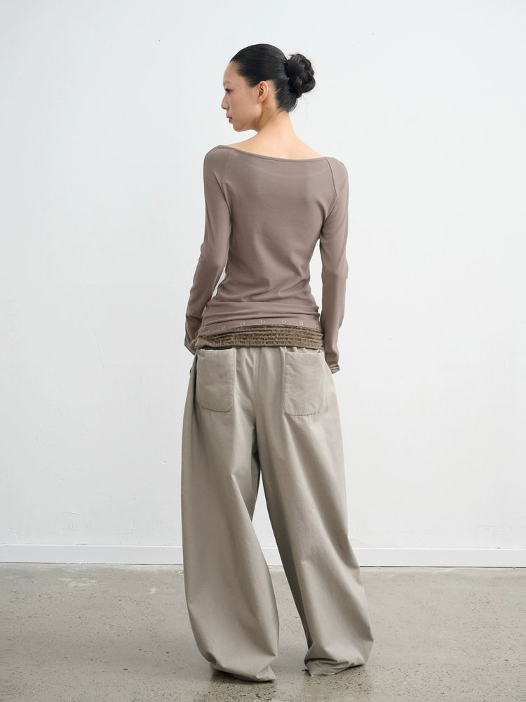 LINY LIBERTY Paneled Striped Slim Long Sleeves