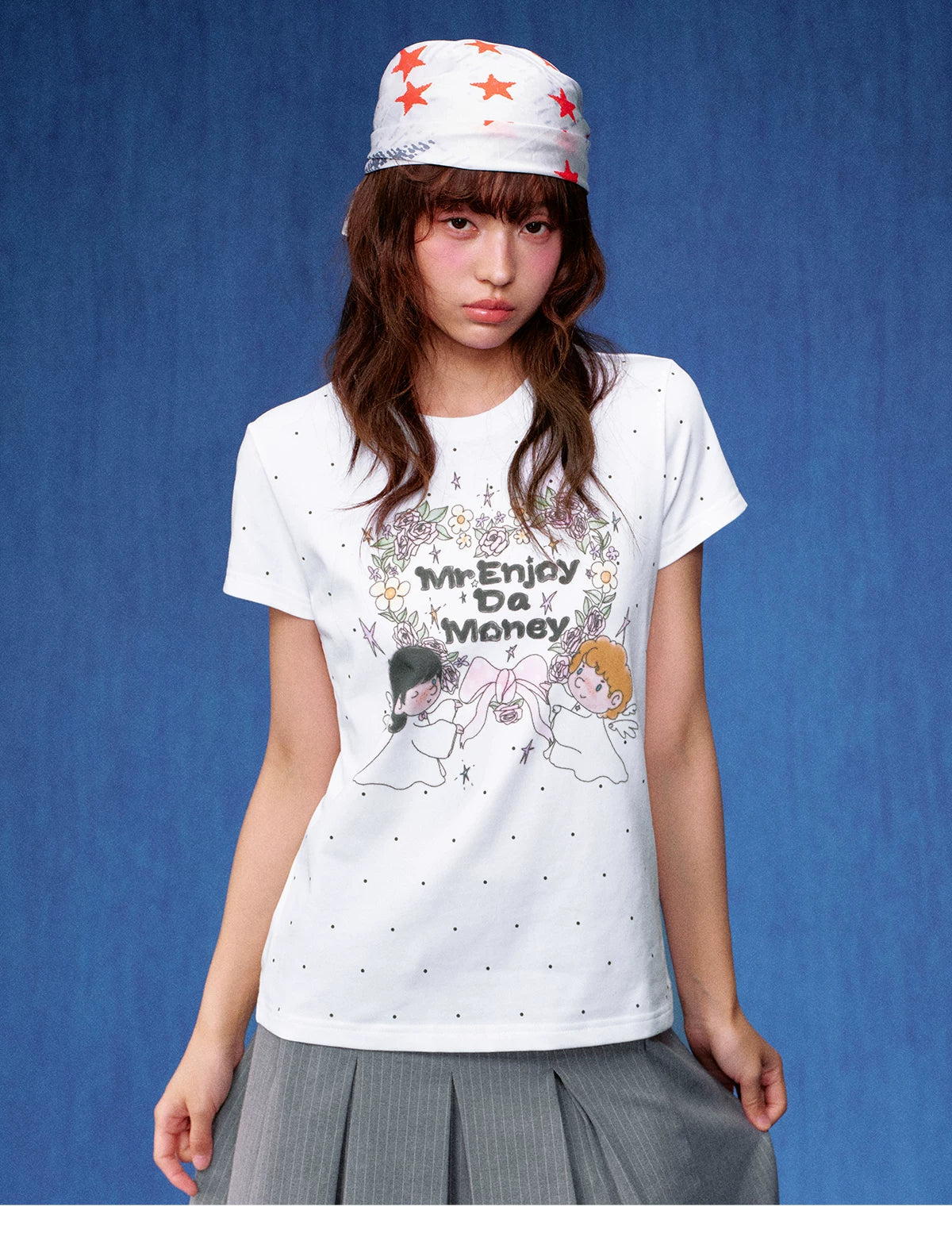 MEDM Casual Polka Dot Floral Versatile Tee