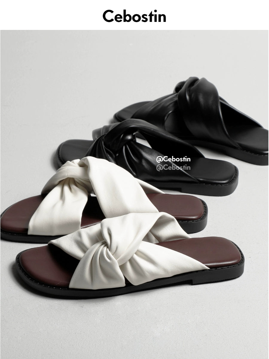 Cebostin Pleated Kink Versatile Flat-bottomed Slippers
