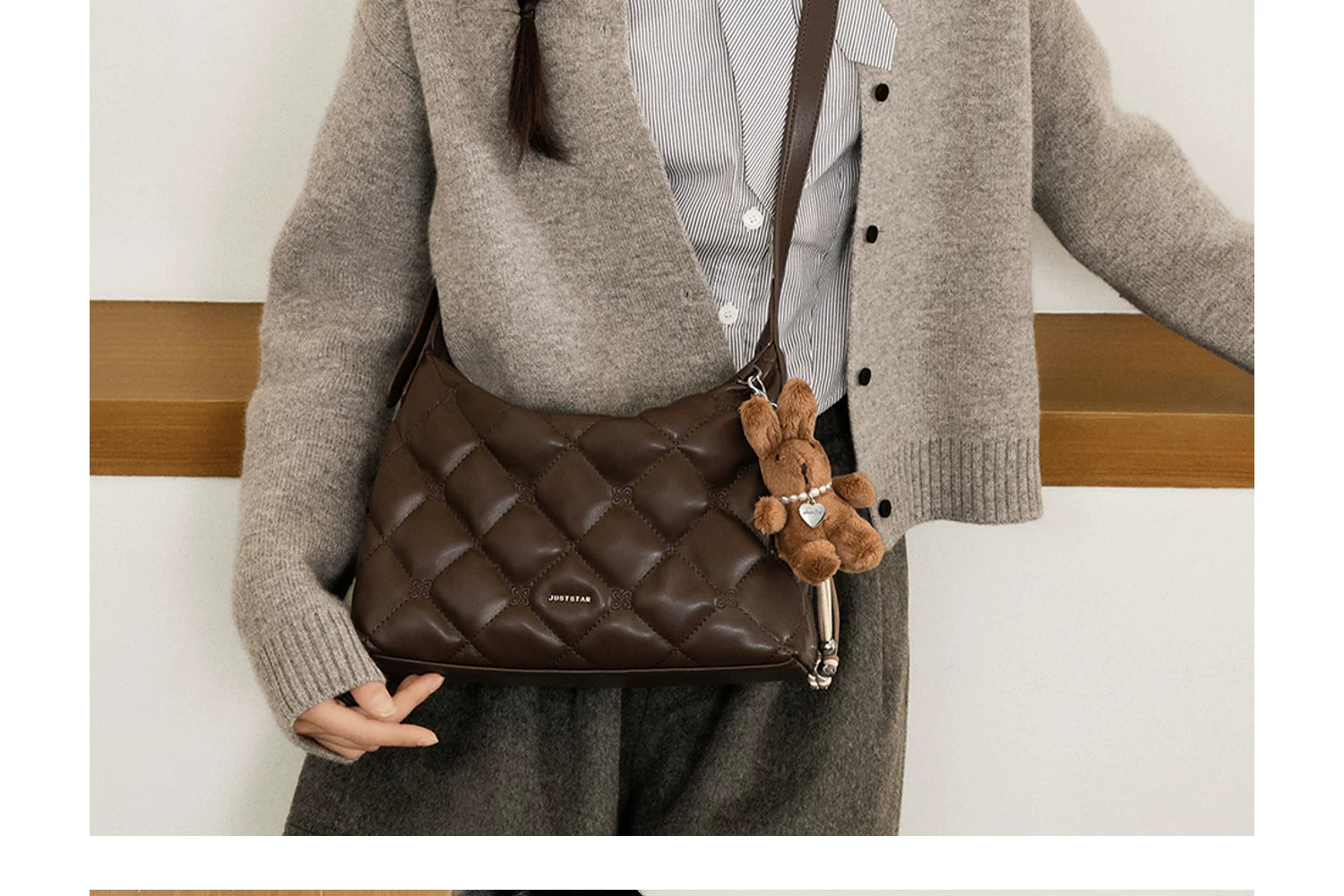 JUST STAR Relaxed Soft Leather Underarm Bag