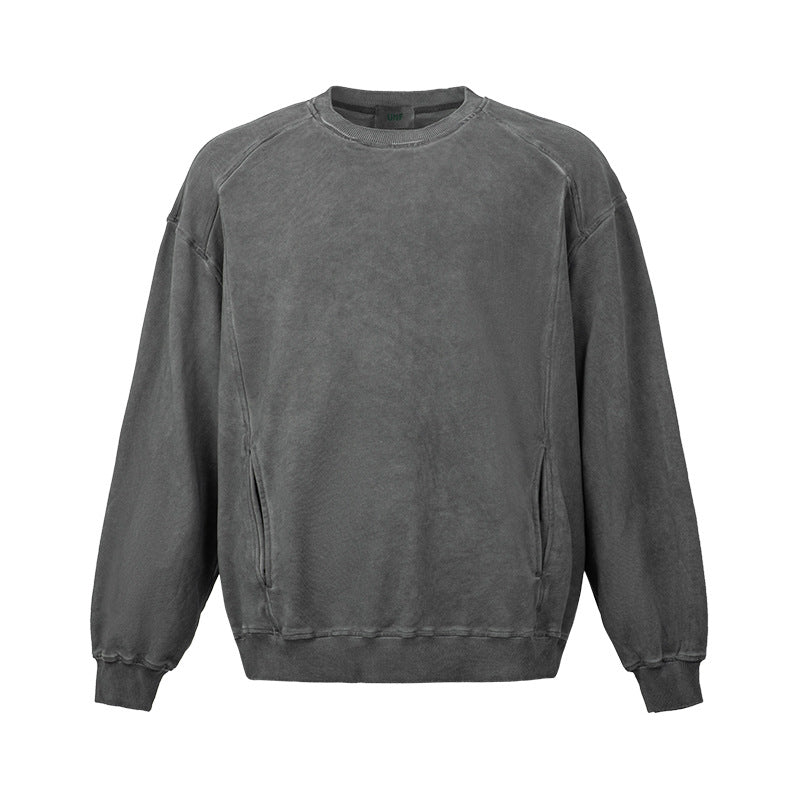 UNF Heavy Cotton Old Pullover Crew Neck Sweater