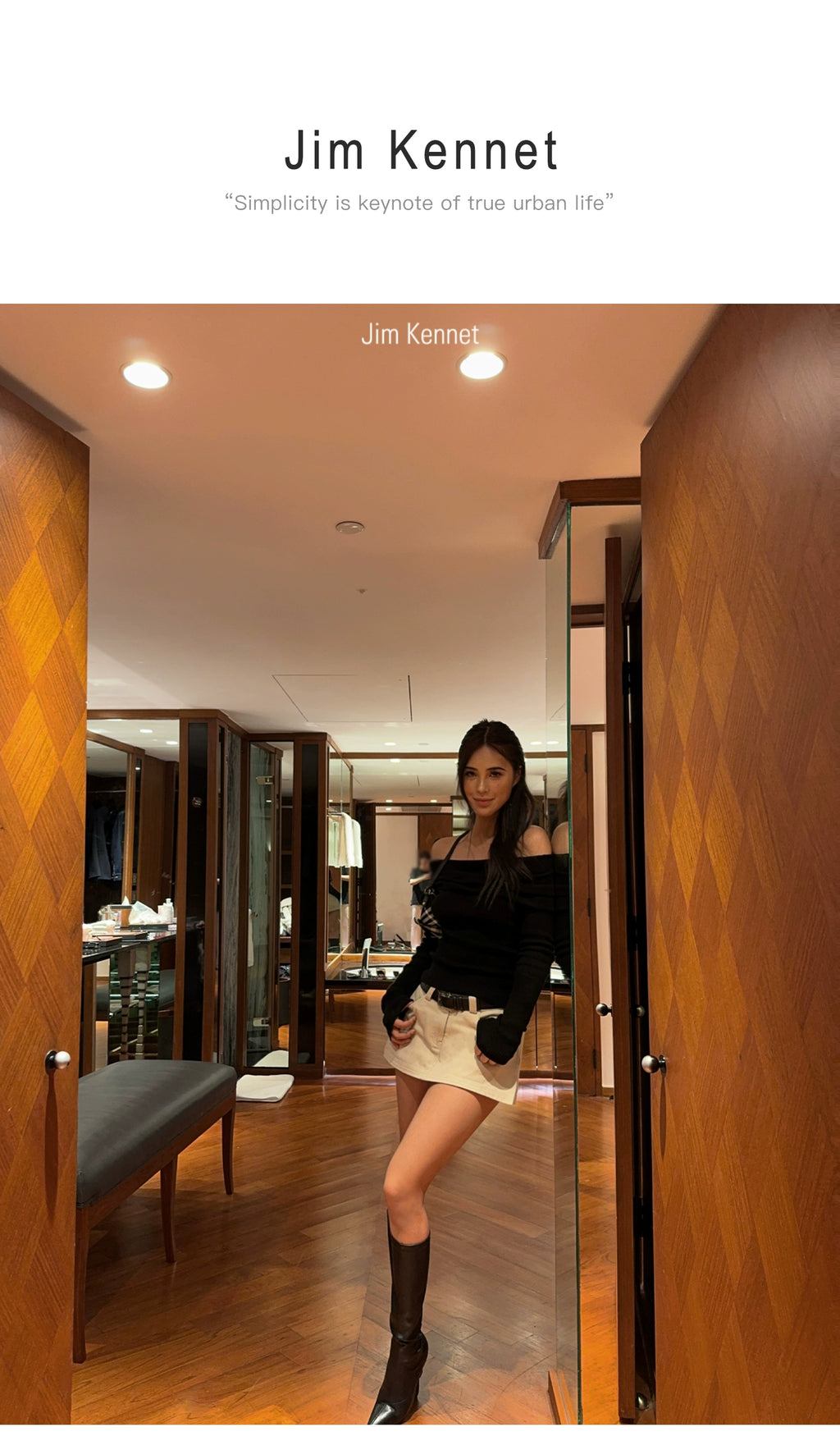 Jim Kennet Shoulder Knit Slim Long Sleeve Bottom Top