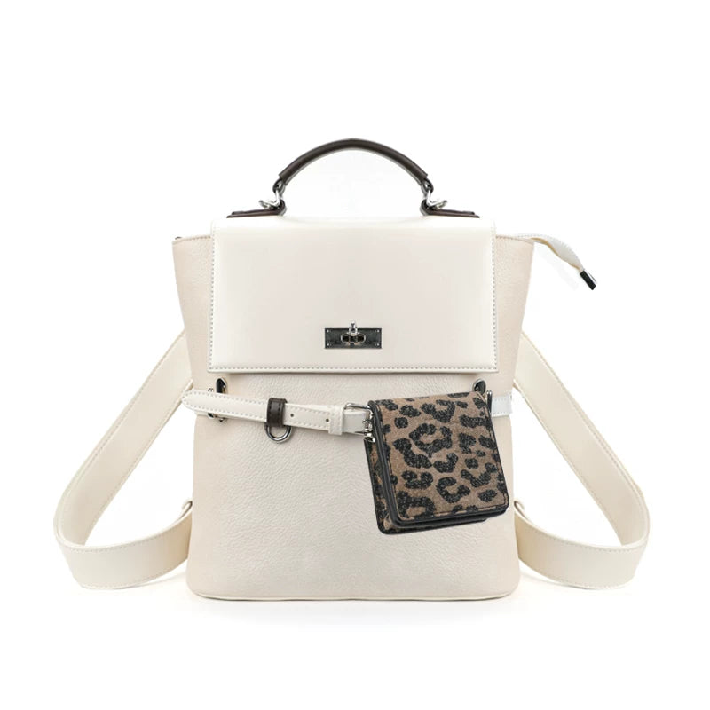 JANDRESS Vintage College Belt Decorative Contrast Backpack