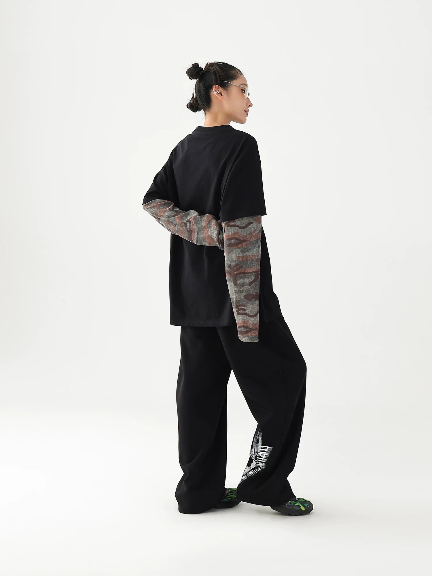 AceStudios Fake Two-piece Stitching Camouflage Long Sleeve