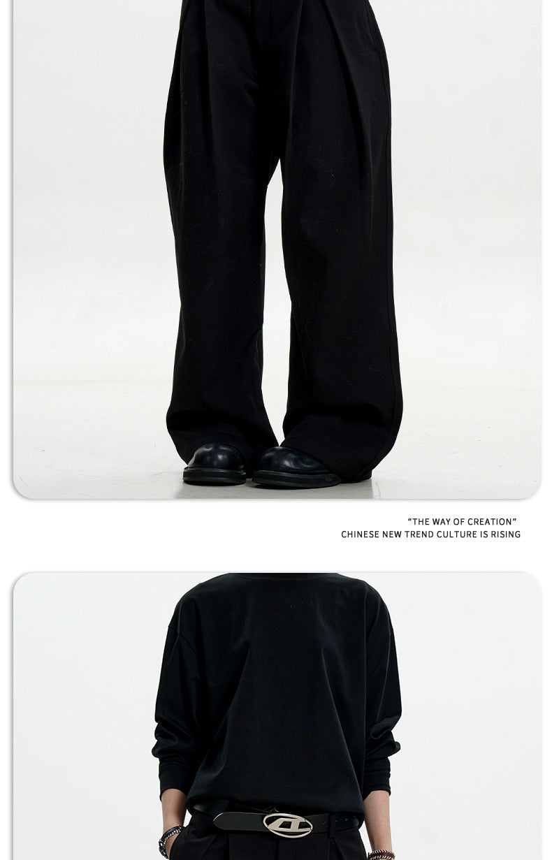 11KN Drape Pleated Loose and Thin Trousers