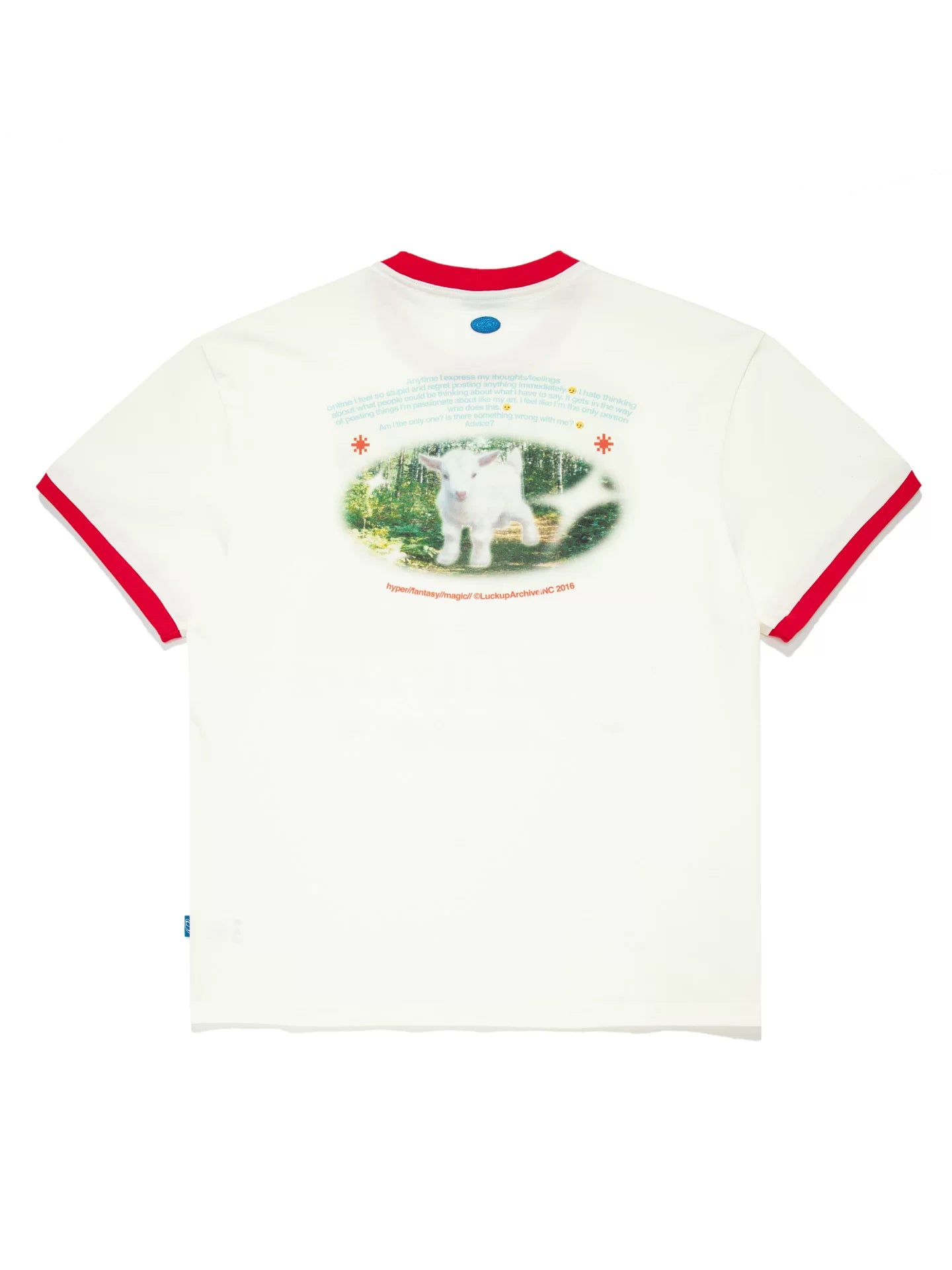 LUCKUP Contrasting Color Loose Printing Casual Tee