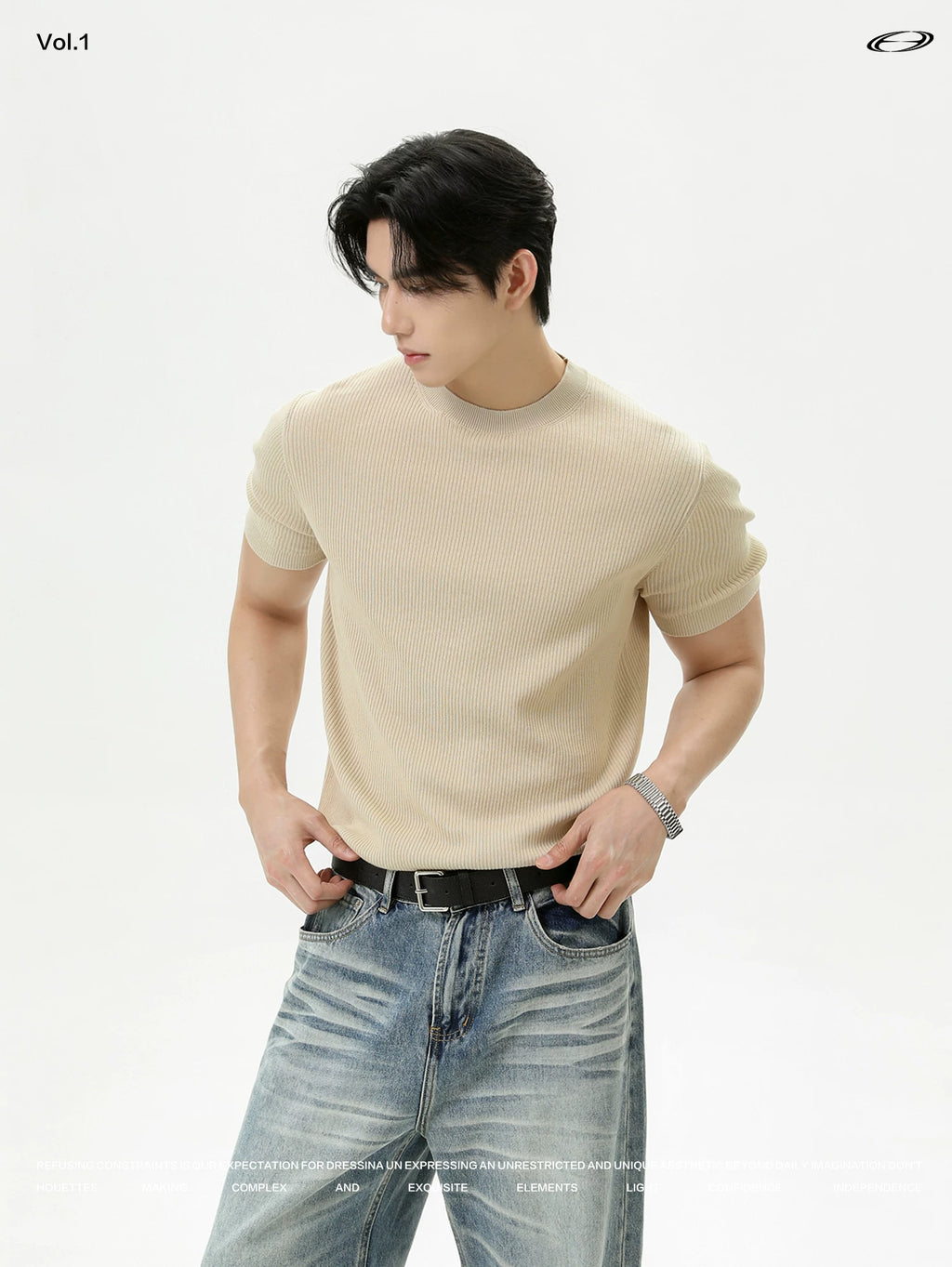 TURNTIDE Front Shoulder Knit Casual Tee