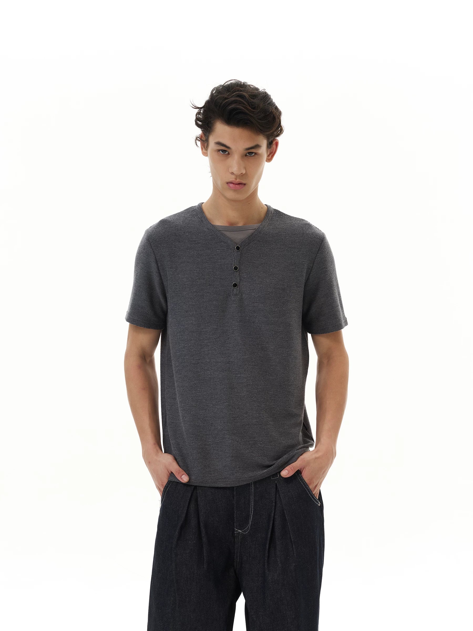 WLNEXT Fake Two Front Shoulder Tee