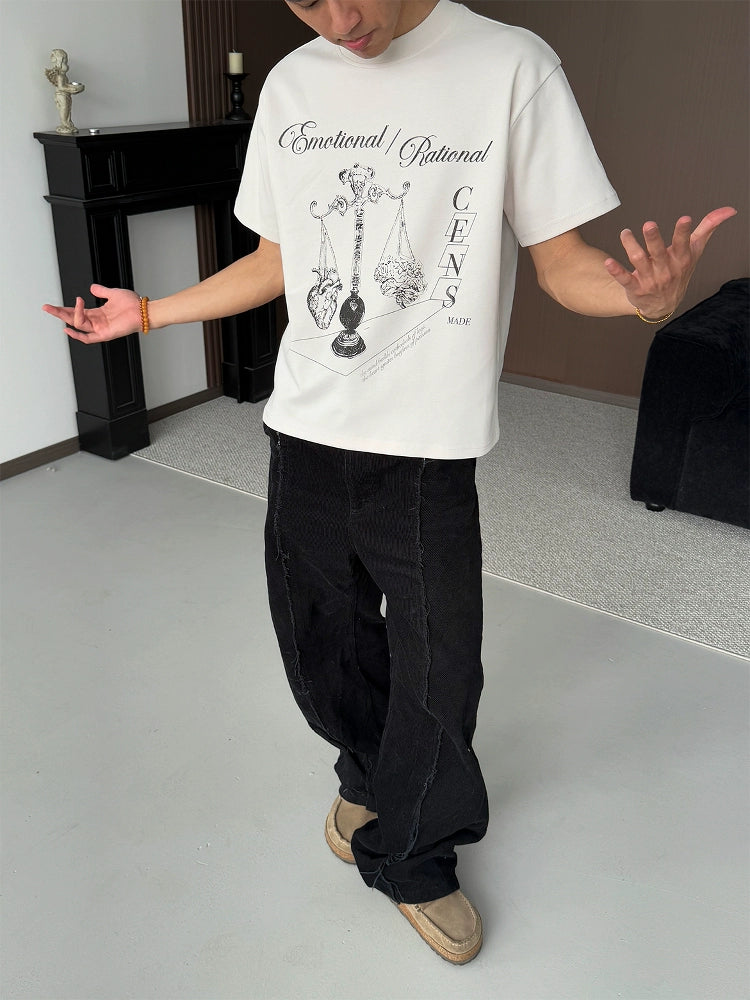 CENSMADE Balance Line Draft Printing Tee