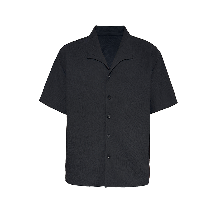 JCAESAR Seagull Collar Leaf Pattern Shirt