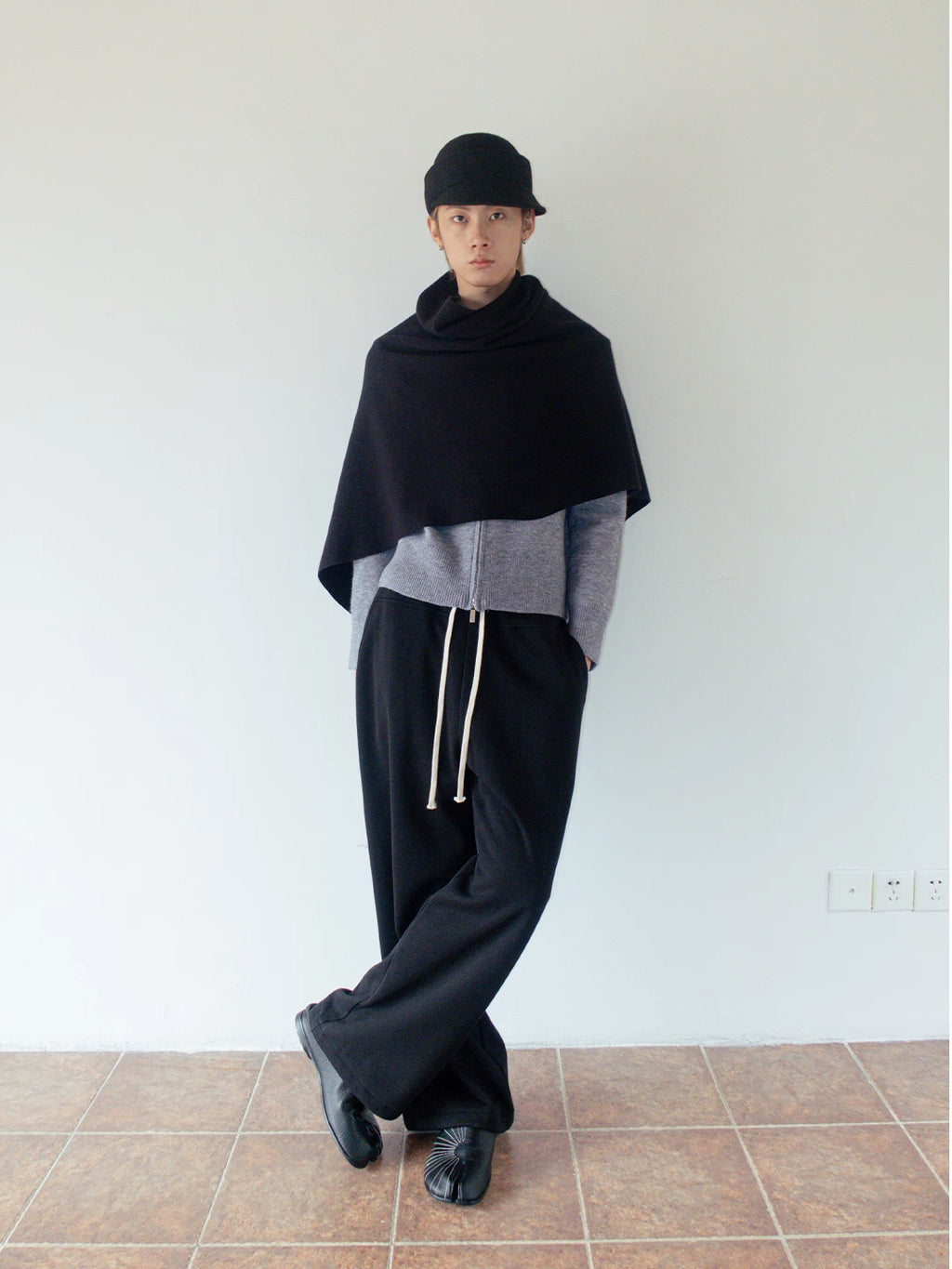 FUNKYFUN Heap Collar Knitted Shawl Jacket