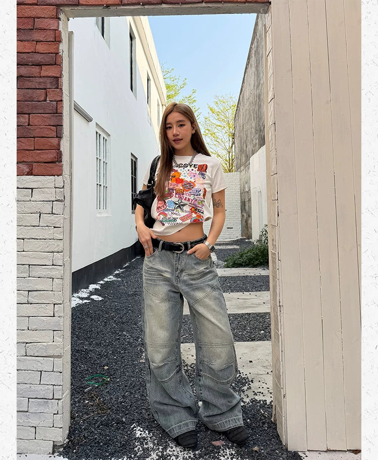 CCYE Graffiti Print Front Shoulder Thin Tee