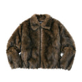 WHOOSIS Lapel-neck Plush Leather-embroidered Jacket