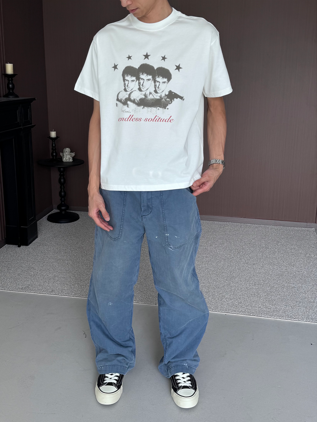 CENSMADE Portrait Old Printed Breathable Tee
