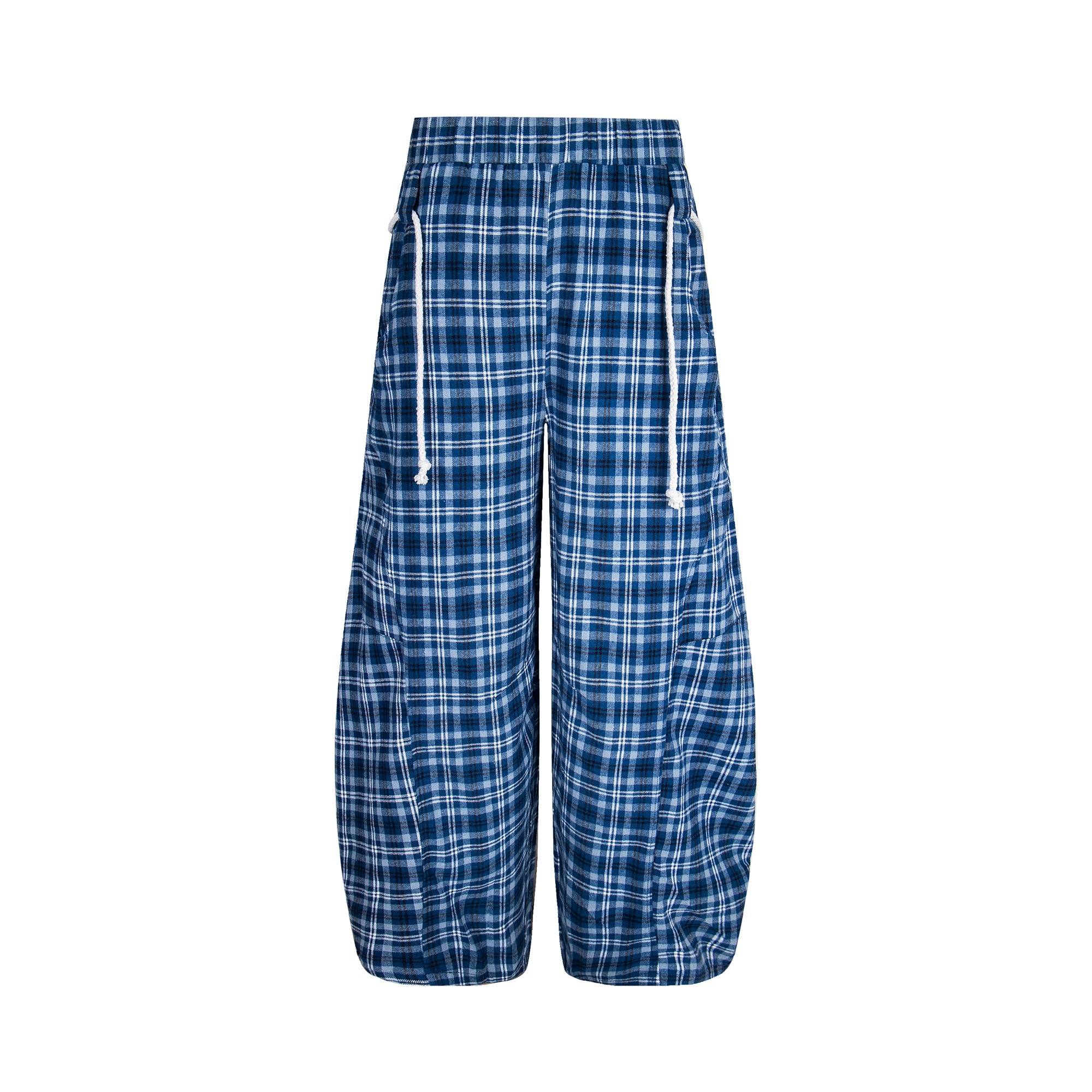 BLACKLISTS Casual Lazy Blue Checked Scimitar Pants