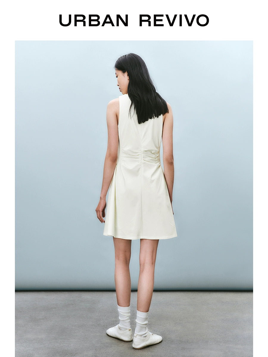 URBAN REVIVO Temperament Pleated Waist Short Dress