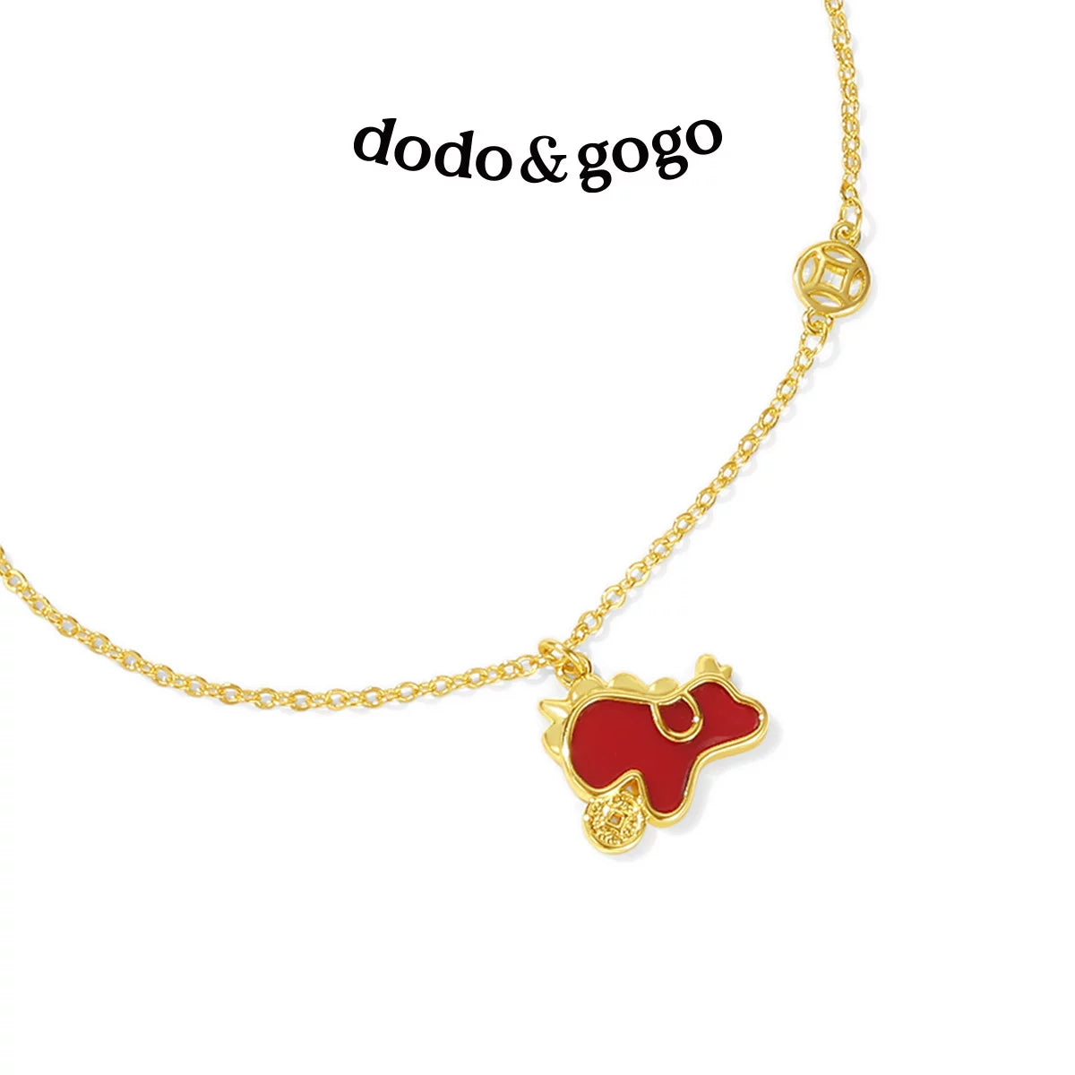 DODOGOGO Has Money Immediately, Necklace, Red Pony Pendant.