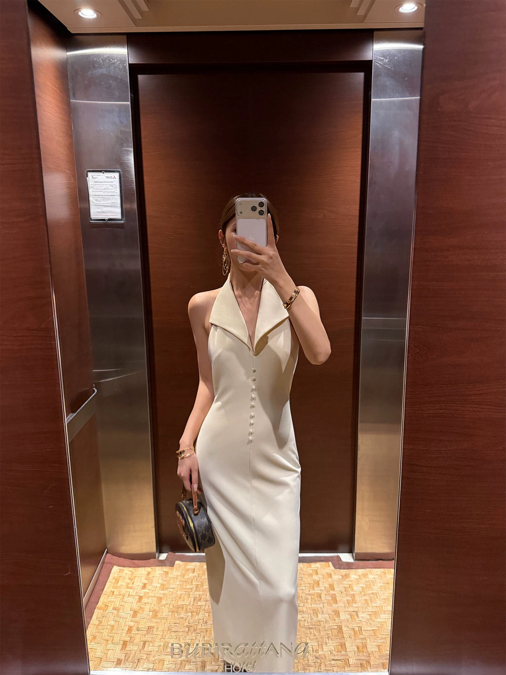 NEVA HU Halter Collar Backless Dress
