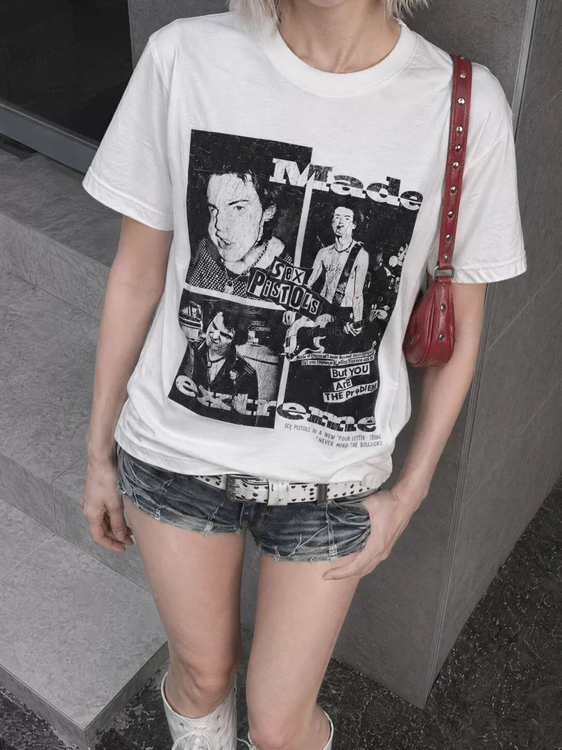 EME Band Print Loose Casual Tee