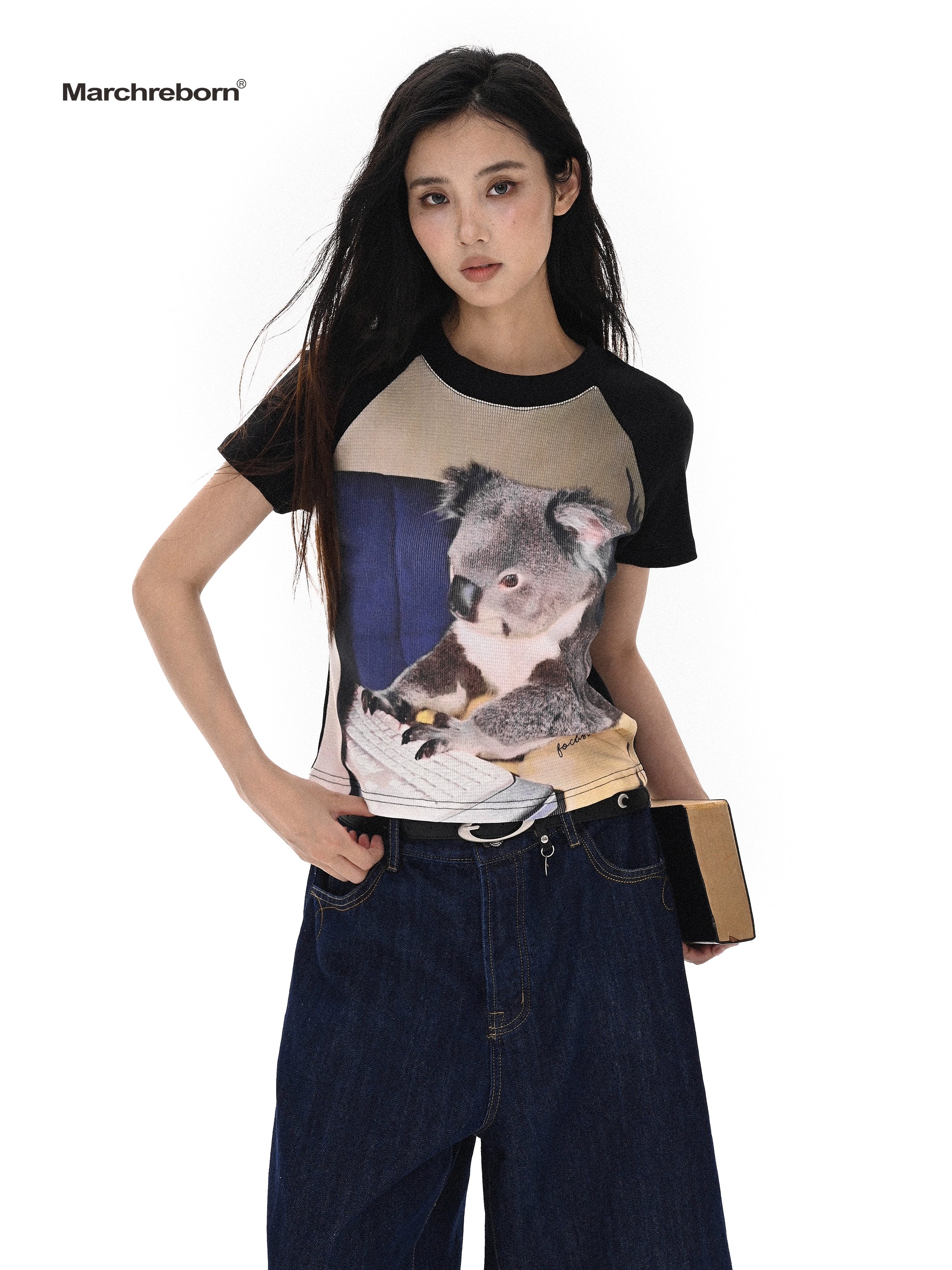 March Fun Cartoon Hello Kitty Shoulder Tee