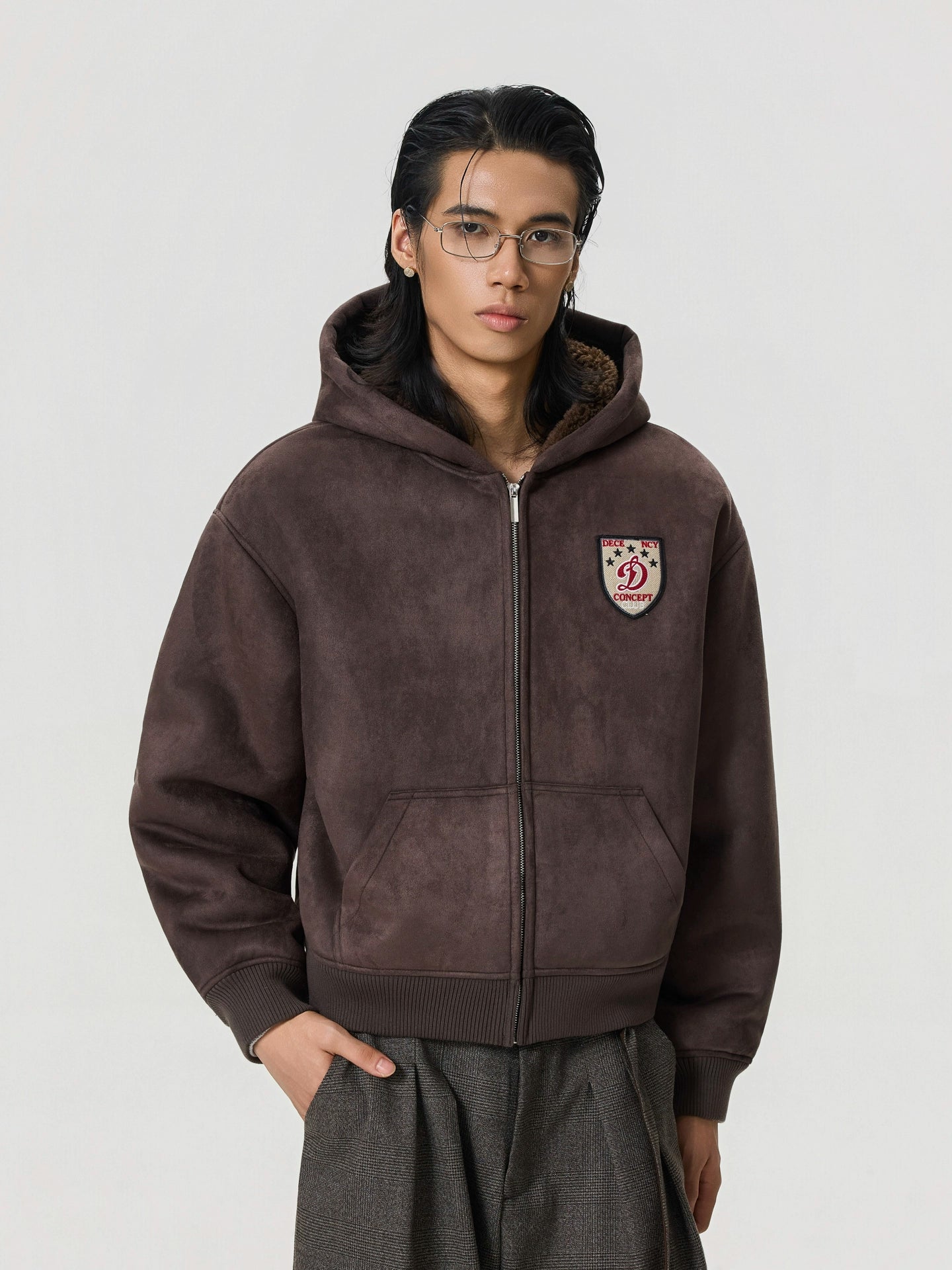 BTSG Vintage Suede Thickened Thermal Hooded Sweater