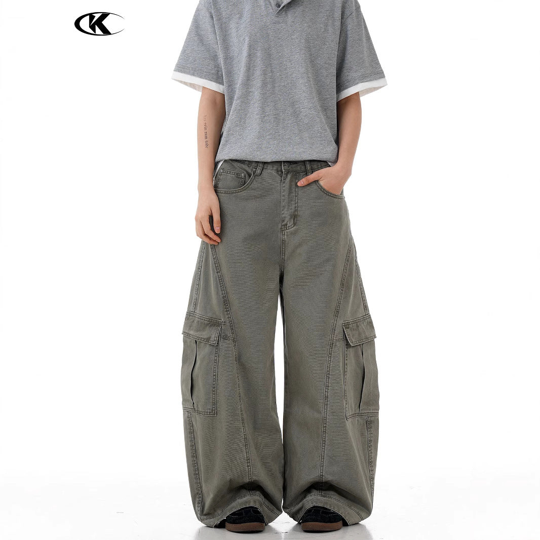 11KN Retro Loose and Thin Casual Wide-leg Trousers