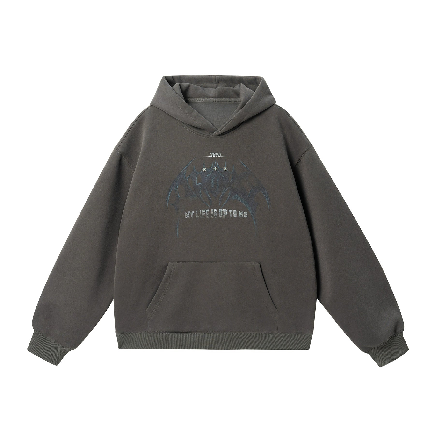 JHYQ Retro Beaded Dark Bat Print Hoodie