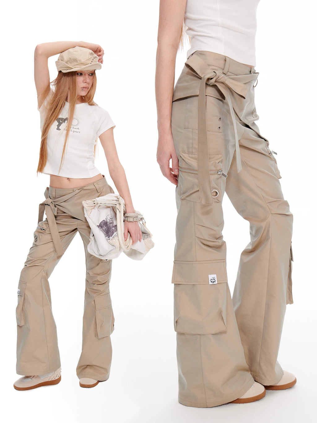 JIKOO Heavy Industry Twill Multi-pocket Micro-pull Pants