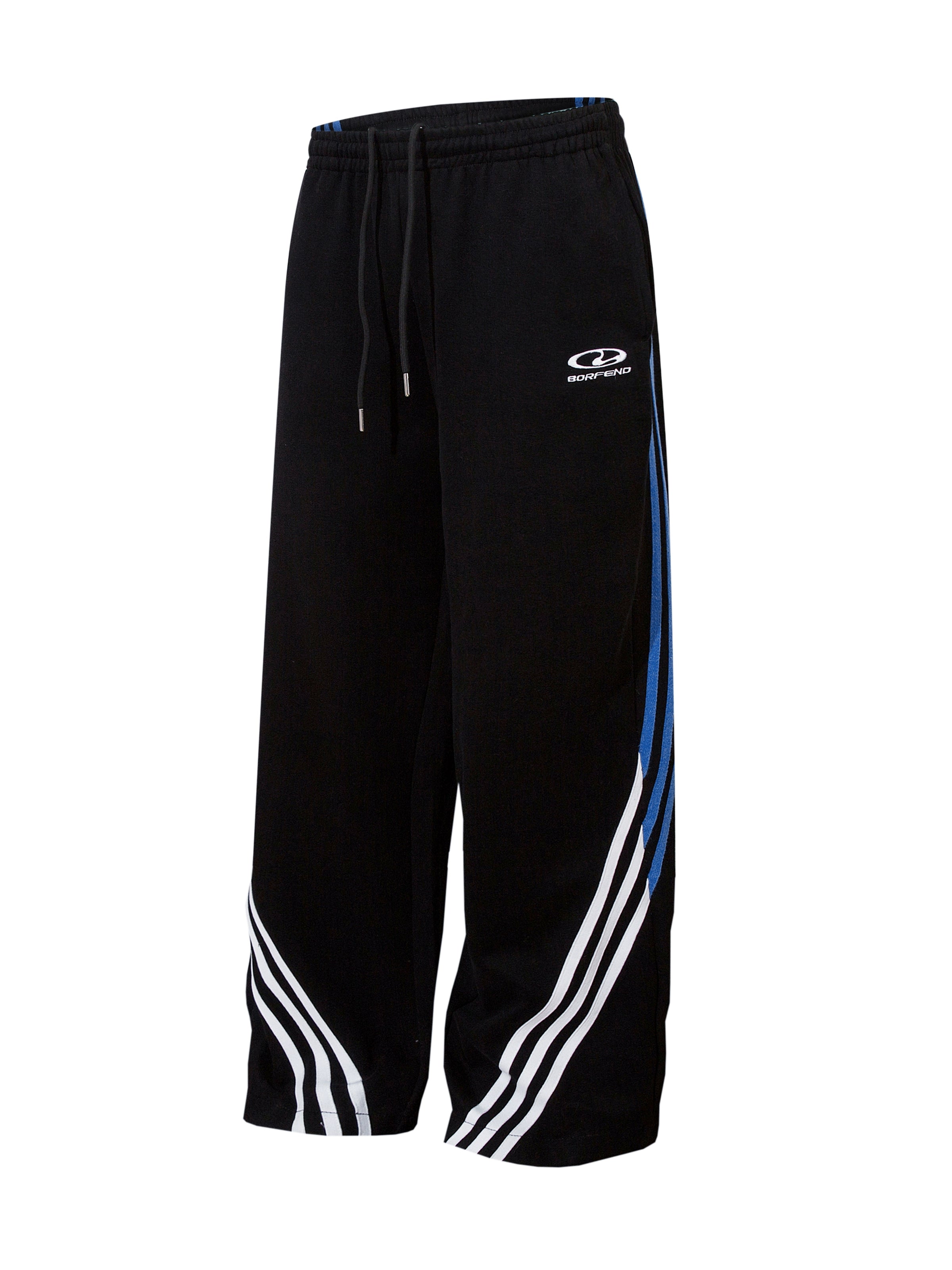 BeOurRule Vintage Straight Contrast Three-Bar Splicing Wide Leg Casual Pants