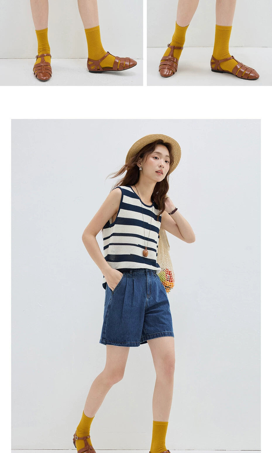 Giordano Embroidered Semi-elastic Waist Wide-leg Shorts