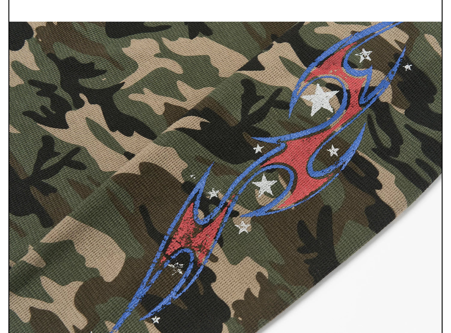 SAXGENWON Waffle Camouflage Knitted Long Sleeves