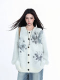 KDASE V-neck Soft Waxy Mink Fleece Knitted Cardigan Jacket